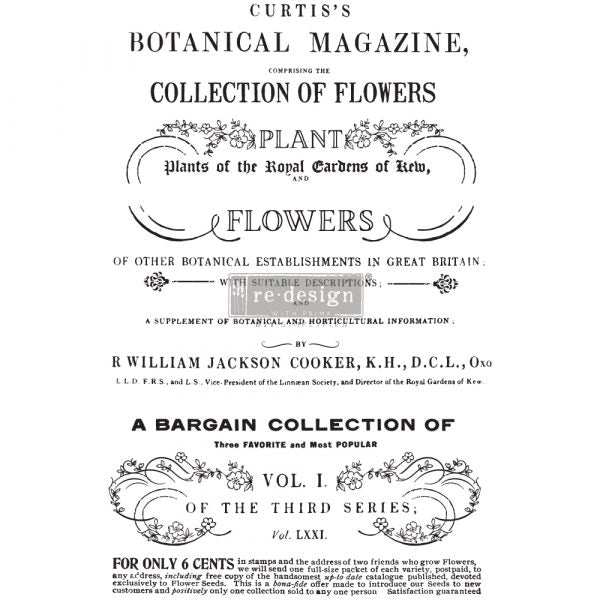 Botanical Magazine Transfer - 3 sheets - 24"x35" FREE SHIPPING